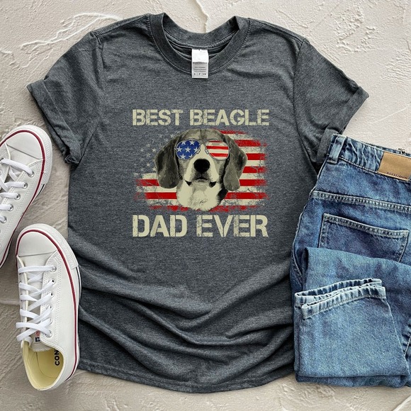 Best Beagle Dog Dad Ever, Dog Dad Gift, Funny Dog Dad Shirt, Men Dog T-shirt - Picture 1 of 2
